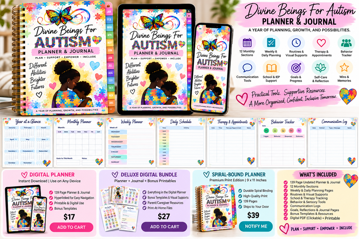Divine Beings For Autism Deluxe Planner & Journal Bundle